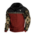 Bengbobar Mens Western Aztec Sweatshirts Aztec Cowboy Hoodie Vintage Graphic Western Hoodies for Men Casual Long Sleeve Sweatshirts Half Zip Pullover with PocketCowboy Red S